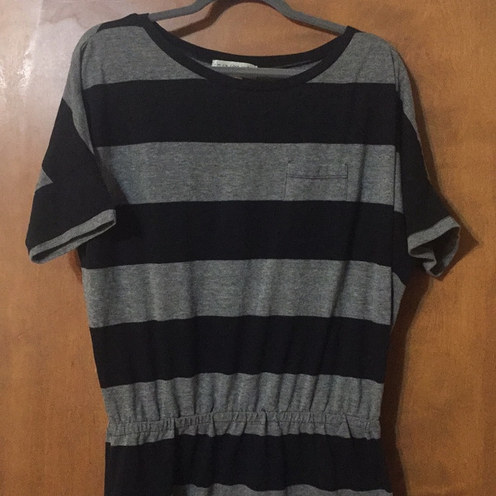 Black/Grey Striped Cotton Dress